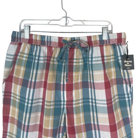 Artistry In Motion Pull On Shorts Womens Size Large Plaid Tie Pockets New - Picture 3 of 8